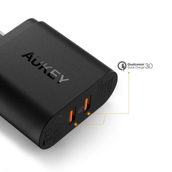 AUKEY 2-Port 36W Wall Charger with QC 3.0 - Black - PA-T16