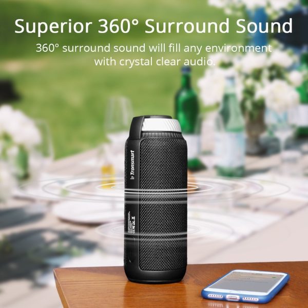 Tronsmart T6 Speaker 25 Watt Dual-Driver 15 Hours Playtime 360 Degree Surround Sound Portable Wireless Speaker with Deep Bass - Black