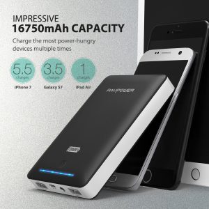 RAVPower 16750mah Power Bank External Battery Pack 4.5A Dual USB Output External Phone Charger Power Pack