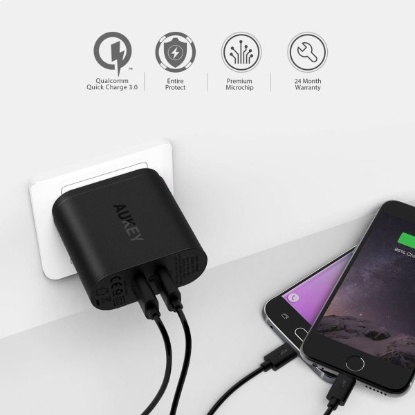 AUKEY 2-Port 36W Wall Charger with QC 3.0 - Black - PA-T16