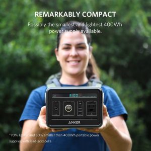 Anker PowerHouse, Compact 400Wh / 120,000mAh Portable Outlet, Generator Alternative Rechargeable Power Source with Silent DC/AC Power Inverter, 12V Car, AC & USB Outputs