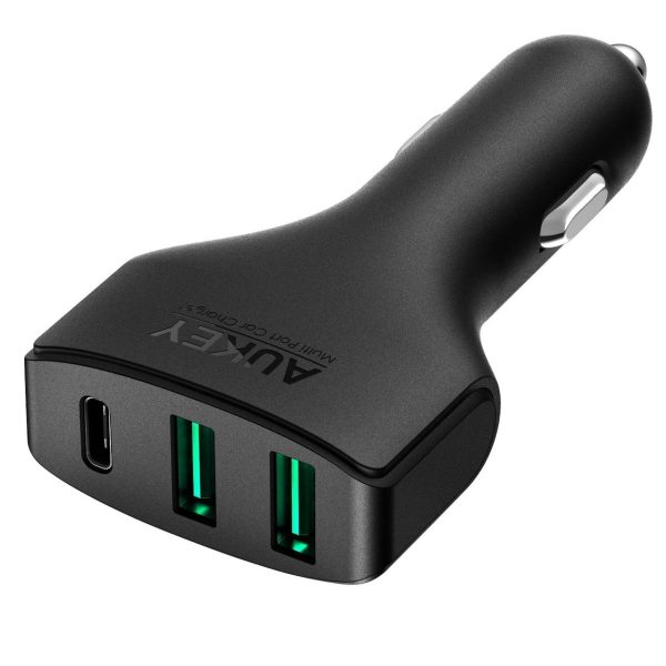 AUKEY USB-C 3-Port 48W Quick Charge 3.0 Car Charger - Black - CC-Y3