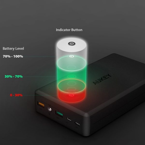 AUKEY 30000mAh Portable Charger with Quick Charge 3.0, Lightning & Micro-USB Input - PB-T11