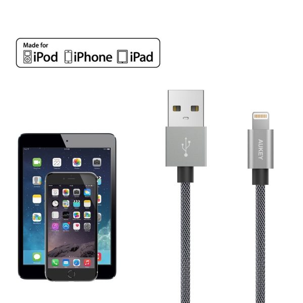 AUKEY Lightning Cable, 3.3ft Apple Certified and Braided Exomesh Cable for iPhone 7, 7 Plus, 6S, 6 Plus, iPad Pro - CB-D24