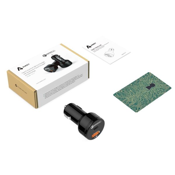 AUKEY 2-Port 33W Turbo USB-C Car Charger with QC 3.0 - Black - CC-Y1