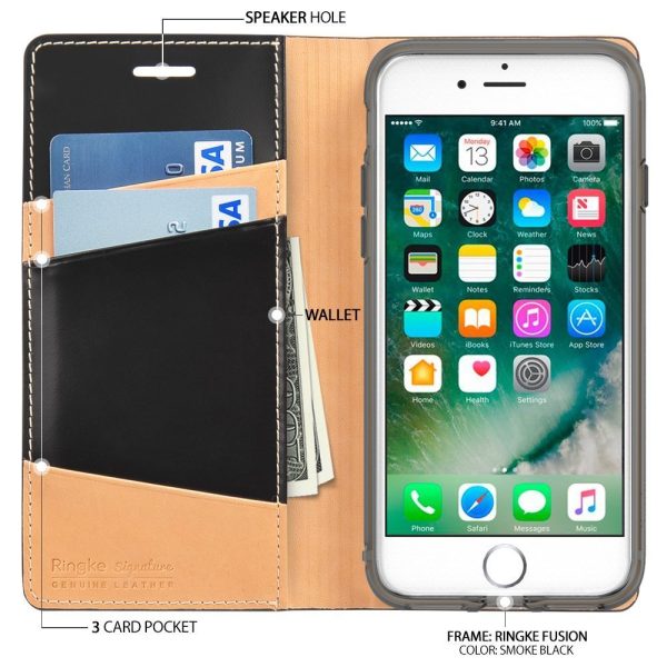 iPhone 7 Plus Ringke Signature Leather Flip Cover - Black
