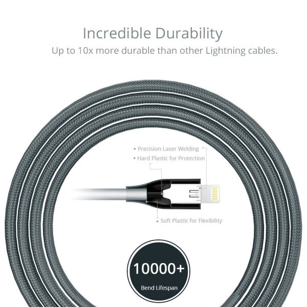 Tronsmart Braided Lightning Cable MFi Certified 10 Ft. Length - Black