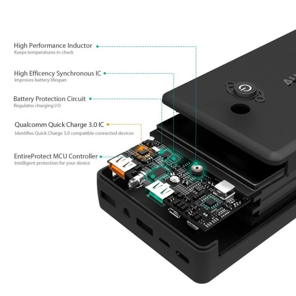 AUKEY 30000mAh Portable Charger with Quick Charge 3.0, Lightning & Micro-USB Input - PB-T11