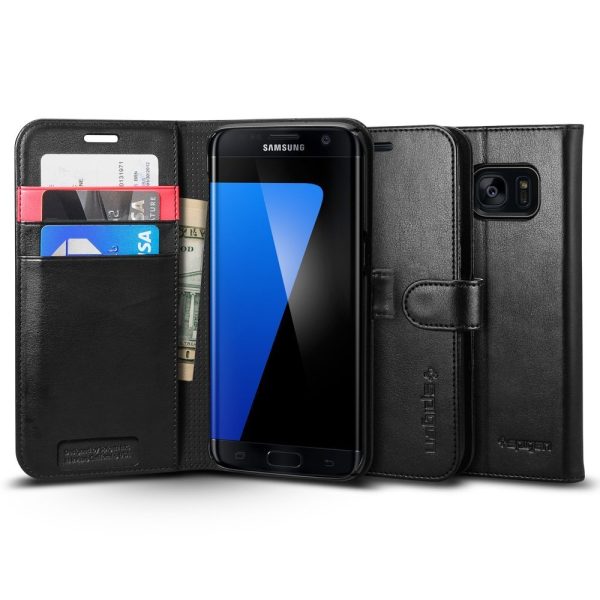 Samsung Galaxy S7 Edge Spigen Original Wallet S Flip Cover Case  - Black