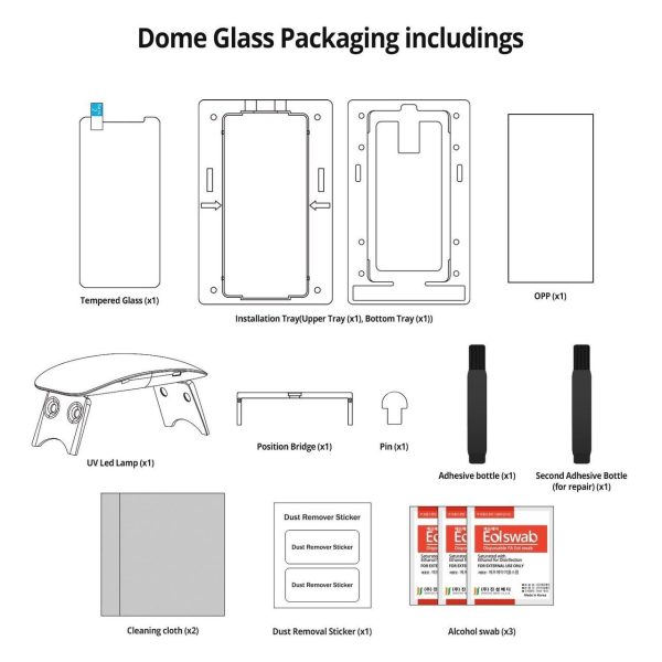Galaxy Note 8 Whitestone Dome Glass with UV Light & Easy Install Kit