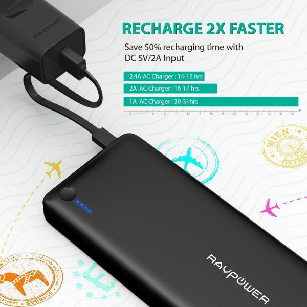 RAVPower 26800mah Battery Packs Total 5.5A Output 3-Port Power Bank