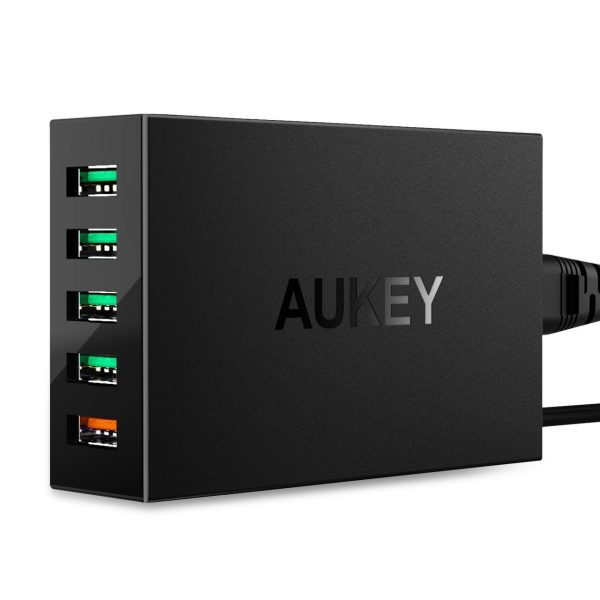AUKEY 5-Port 54W Desktop Charger with QC 3.0 - Black - PA-T15 AUKEY 5-Port 54W Desktop Charger with QC 3.0 - Black - PA-T15