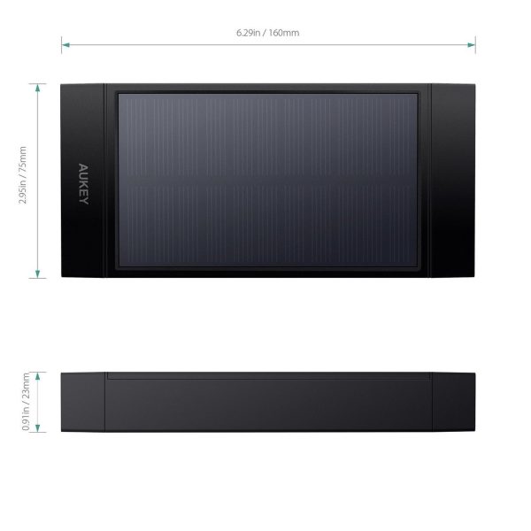 AUKEY 16000mAh Solar Powerbank with TYPE-C + USB + QC 3.0 (Black) - PB-P23