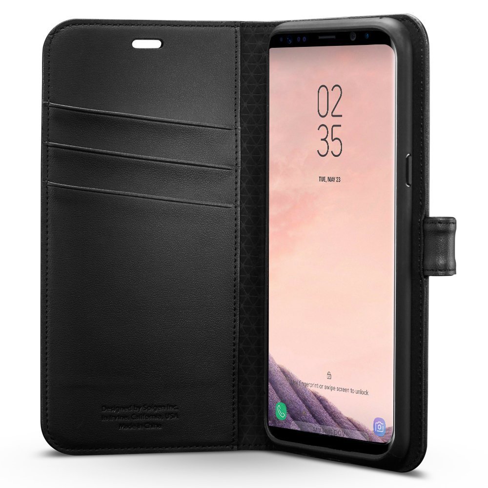 Samsung Galaxy S8 Spigen Wallet S Flip Cover Case - Matte Black
