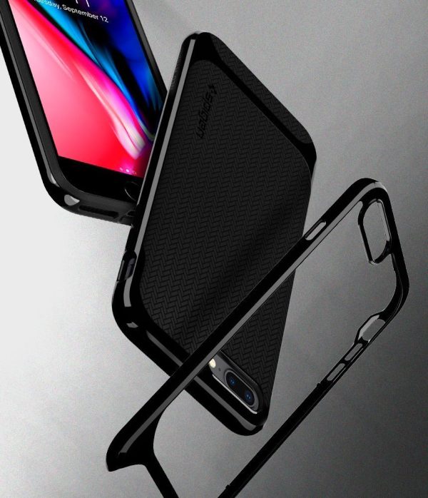 Apple iPhone 8 Plus / 7 Plus Original Spigen Case Neo Hybrid Herringbone - Shiny Black