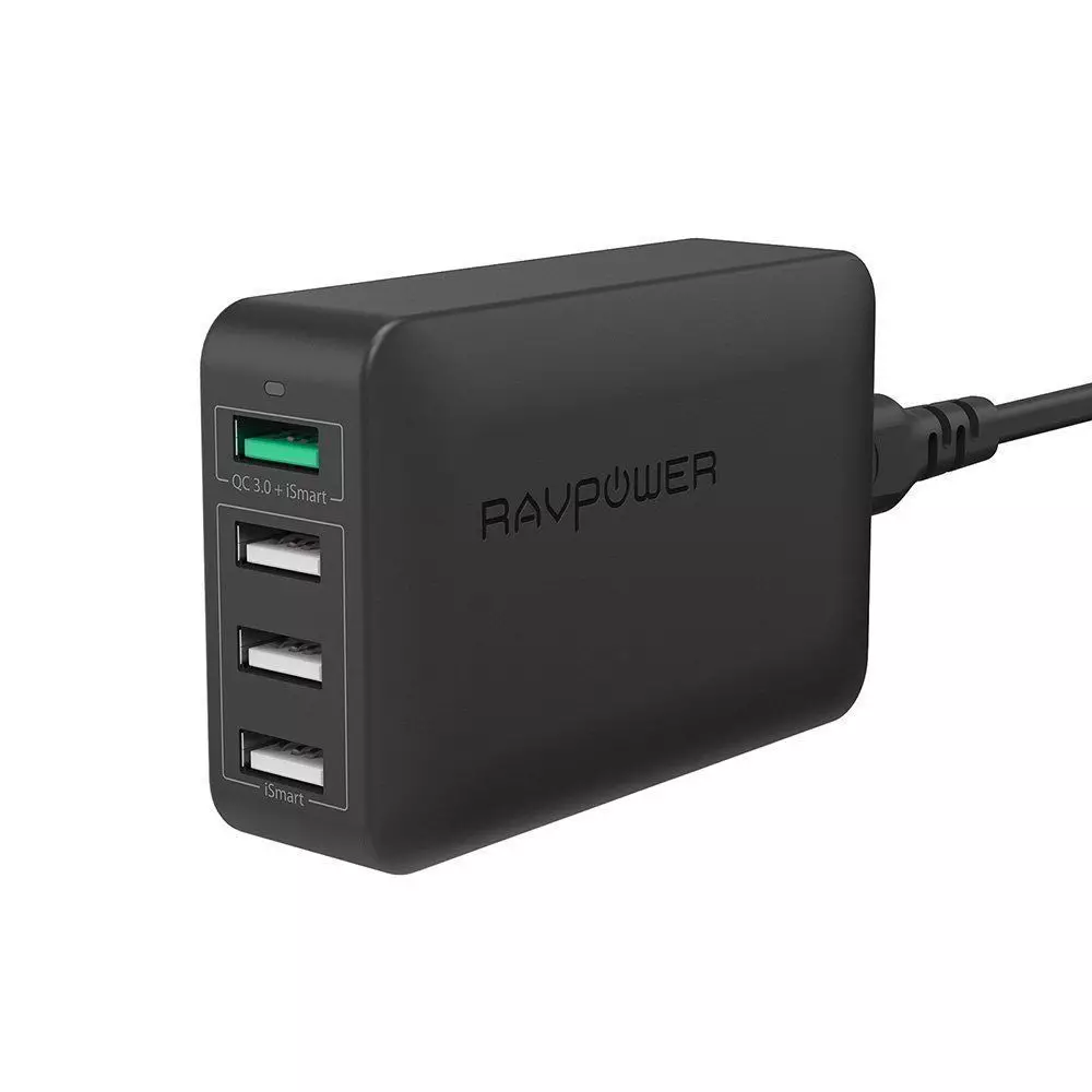 RAVPower 40W 4-Port Fast Charger Desktop Charger Charging Station with Quick Charge 3.0 - RP-PC024