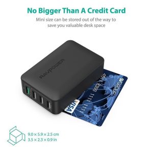 RAVPower 40W 4-Port Fast Charger Desktop Charger Charging Station with Quick Charge 3.0