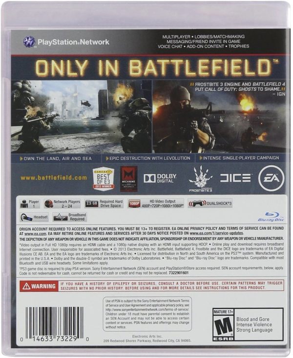 Battle Field 4 For PlayStation 3  - Sony