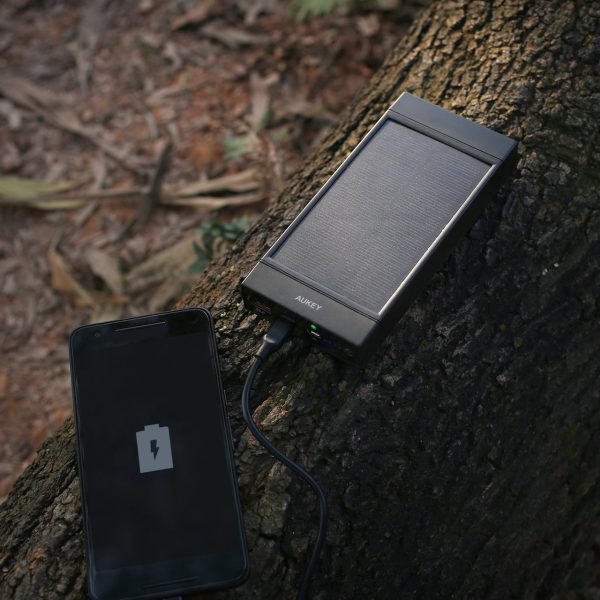AUKEY 16000mAh Solar Powerbank with TYPE-C + USB + QC 3.0 (Black) - PB-P23