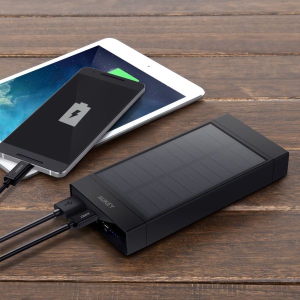 AUKEY 16000mAh Solar Powerbank with TYPE-C + USB + QC 3.0 (Black) - PB-P23