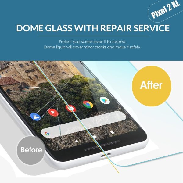 Google Pixel 2 Xl Whitestone Dome Glass with UV Light & Easy Install Kit