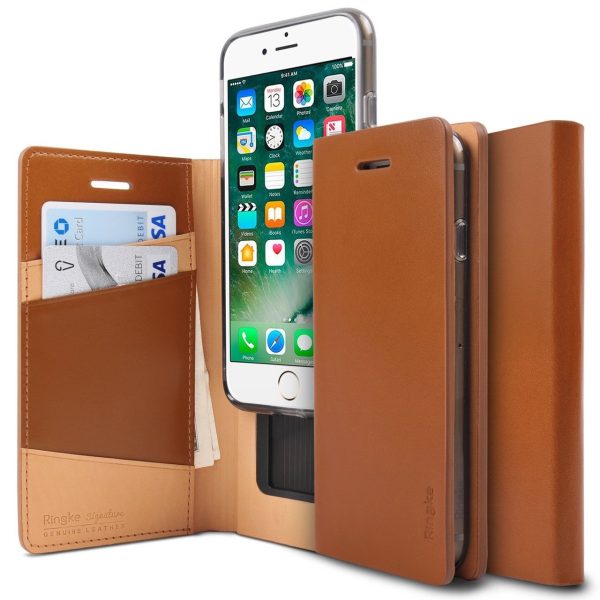 iPhone 7 Plus Ringke Signature Leather Flip Cover - Brown