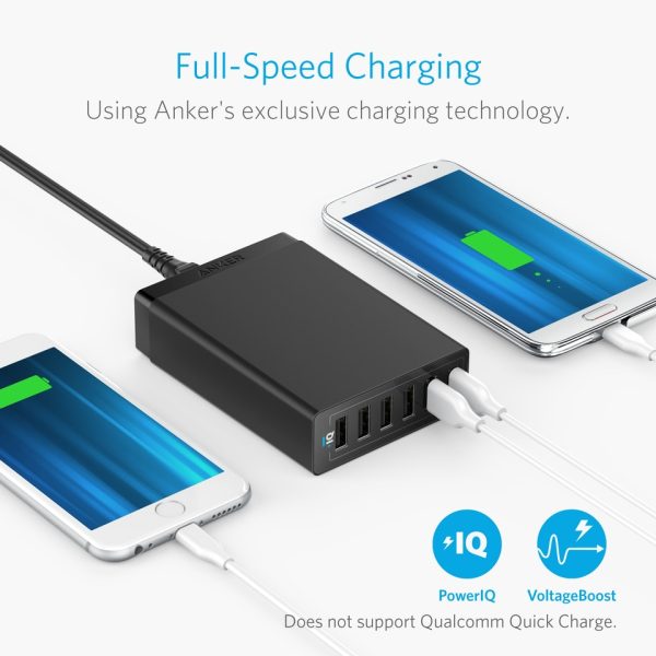 Anker PowerPort 6 -60W 6 Port USB Charger - Black (A2123J12 )