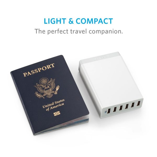 Anker PowerPort 6 -60W 6Port USB Charger (White) UK Plug - (A2123K21)