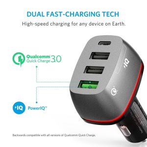 Anker PowerDrive + 4 Ports (1 USB-C Port) QC 3.0 - Black (A2240011)