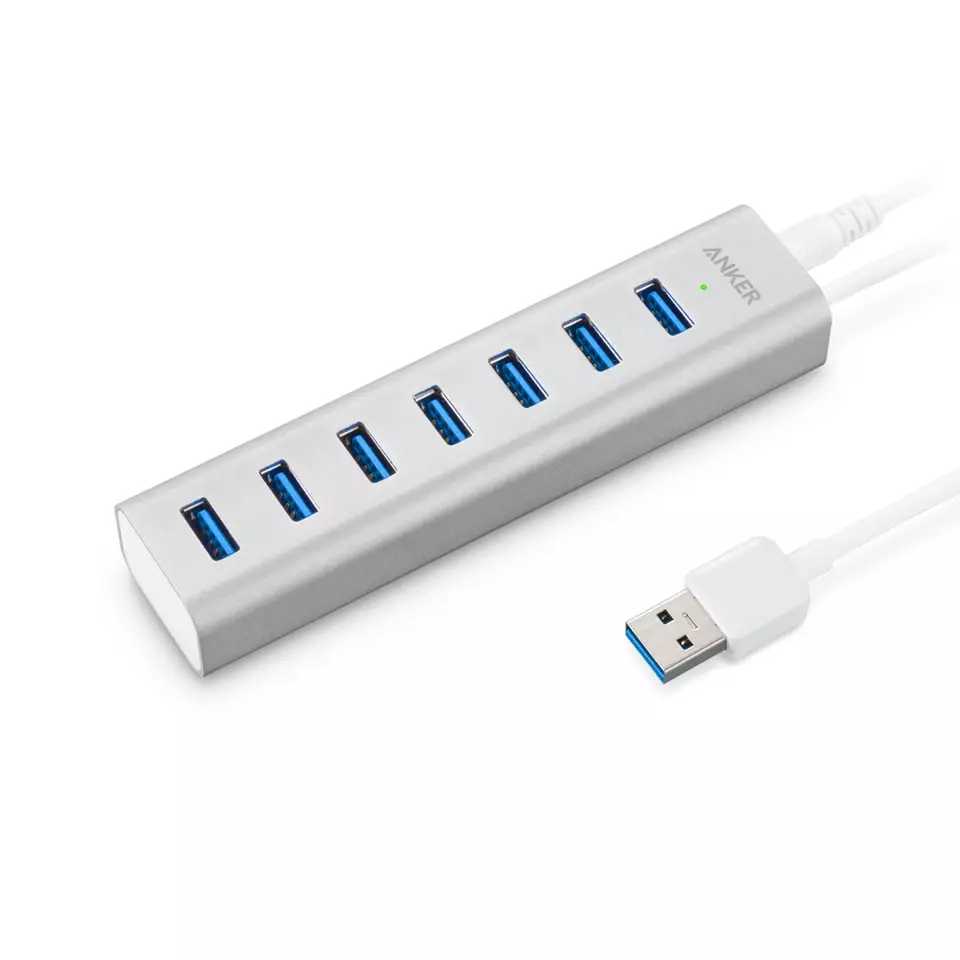 Anker Aluminum 7-Port USB 3.0 Hub With Power Adapter - Silver A7513241