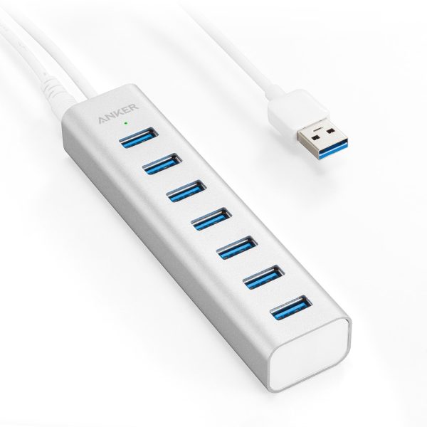 Anker Aluminum 7-Port USB 3.0 Hub With Power Adapter - Silver (A7513241)