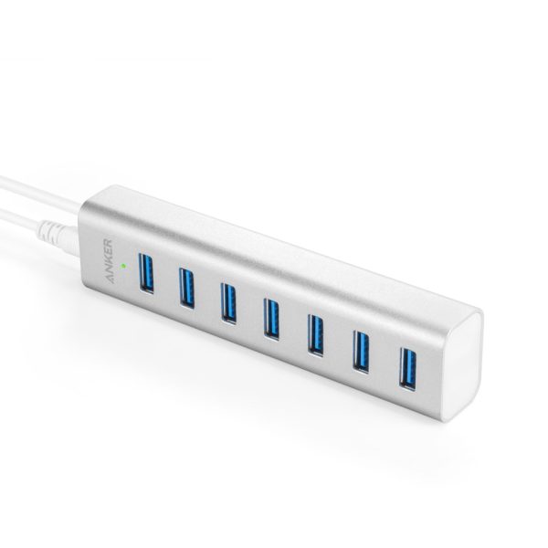 Anker Aluminum 7-Port USB 3.0 Hub With Power Adapter - Silver (A7513241)