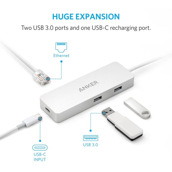 Anker Premium USB-C Hub with Ethernet Port - Silver (A8302H41) Anker Premium USB-C Hub with Ethernet Port - Silver (A8302H41)