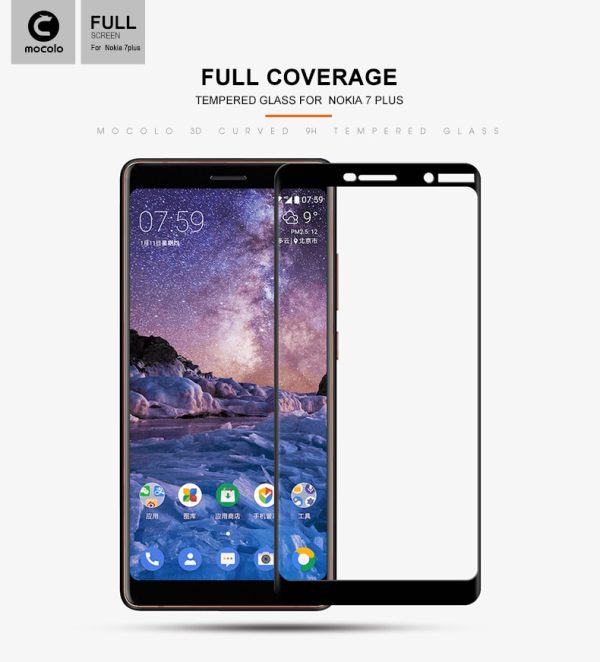 Mocolo Nokia 7 Plus Edge to Edge Tempered Glass - Black