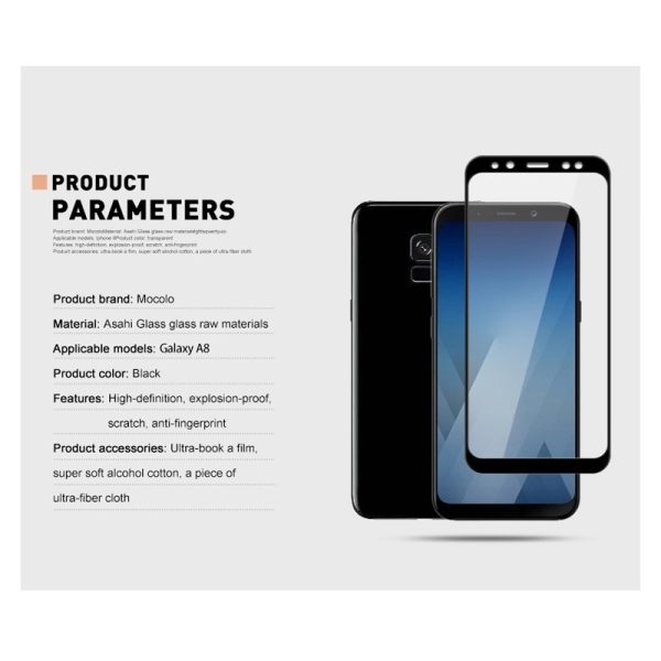 Mocolo Samsung Galaxy A8 2018 Edge to Edge Tempered Glass - Black Mocolo Samsung Galaxy A8 2018 Edge to Edge Tempered Glass - Black