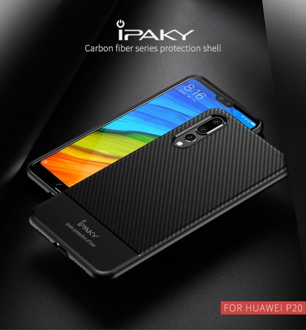 Huawei P20 Lite Carbon Fiber Design Soft Case by iPaky - Blue Huawei P20 Lite Carbon Fiber Design Soft Case by iPaky - Blue