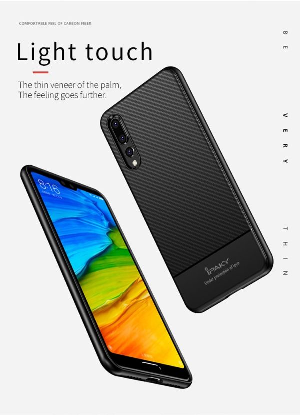 Huawei P20 Lite Carbon Fiber Design Soft Case by iPaky - Black