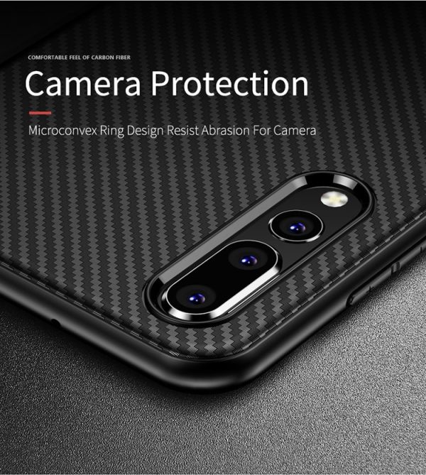 Huawei P20 Lite Carbon Fiber Design Soft Case by iPaky - Black