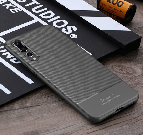 Huawei P20 Lite Carbon Fiber Design Soft Case by iPaky - Black