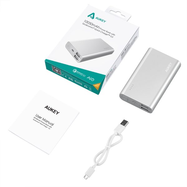 AUKEY 10050 mAh Quick Charging 3.0 Powerbank - PB-AT10 - Silver