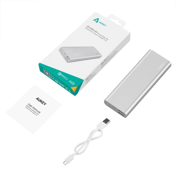 AUKEY 20100 mAh Quick Charging 3.0 Powerbank - PB-AT20 - Silver