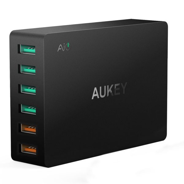 AUKEY 6 Port Desktop Charger with 2 Ports for QC 3.0 4 Ports for PowerIQ - PA-T11 AUKEY 6 Port Desktop Charger with 2 Ports for QC 3.0 4 Ports for PowerIQ - PA-T11