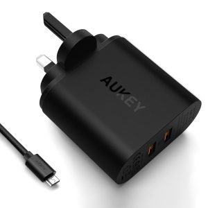 AUKEY 2-Port 36W Wall Charger with QC 3.0 - Black - PA-T16