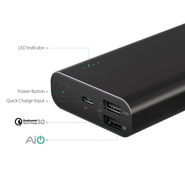 AUKEY 20100 mAh Quick Charging 3.0 Powerbank - PB-AT20 - Black