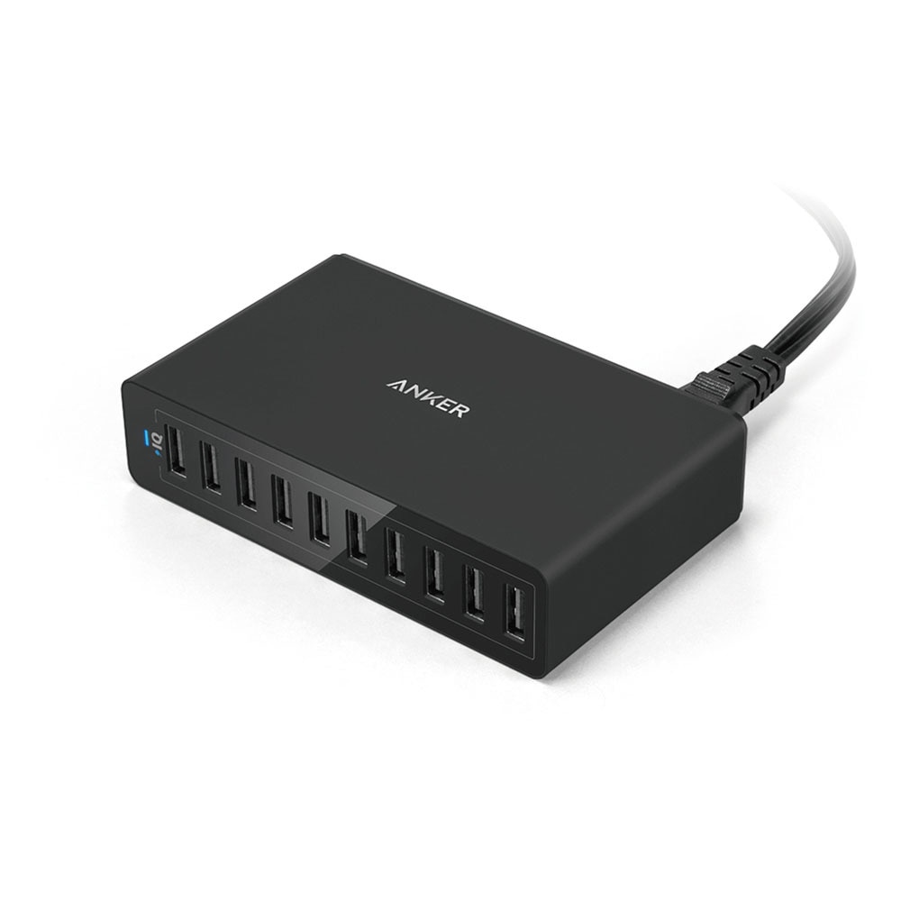 Anker PowerPort 10 -60W Charging Station 10 Port USB Charger - Black A2133K11