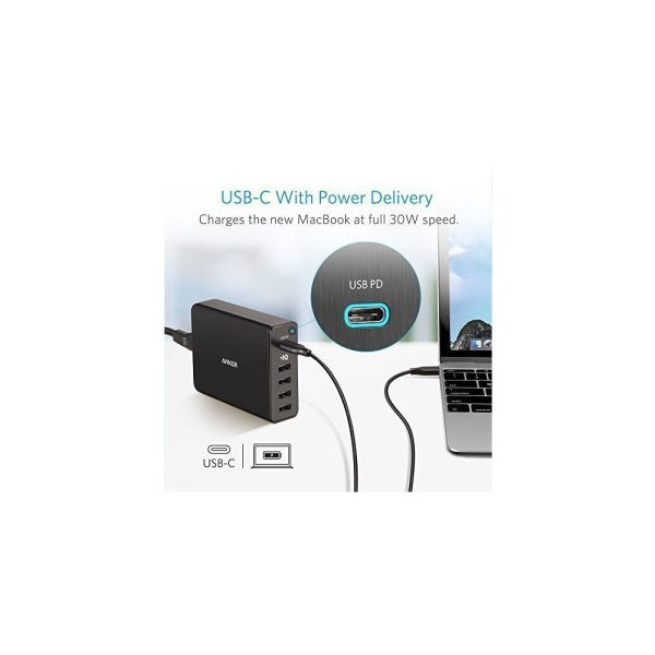 Anker PowerPort+ 5 60W USB-C With USB Power Delivery - Black (A2053L11)