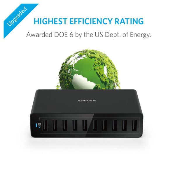 Anker PowerPort 10 -60W Charging Station 10 Port USB Charger - Black  (A2133K11)