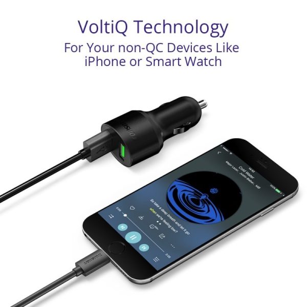 Tronsmart 36 Watt 2 Port USB Car Charger Both Support Quick Charge 3.0 - CC2TF