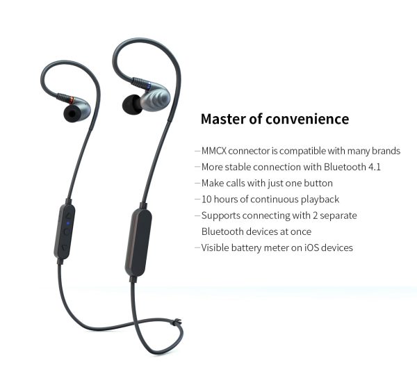Fiio RC-BT AptX Bluetooth MMCX HiFi Earphone Cable with Wire Control & Mic