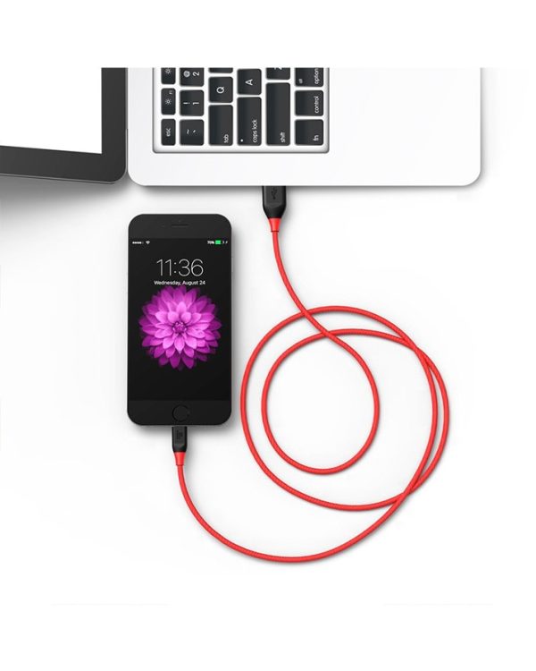 Tronsmart Braided Lightning Cable MFi Certified 10 Ft. Length - Red